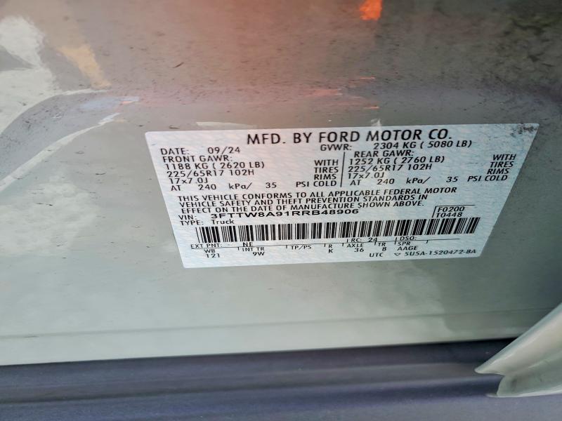 Aukcja sprzedaży 2024 Ford Maverick, vin: 3FTTW8A91RRB48906, numer aukcji: 58057866