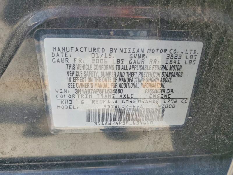 55312996 :رقم المزاد ، 3N1AB7AP8FL634660 vin ، 2015 Nissan Sentra مزاد بيع