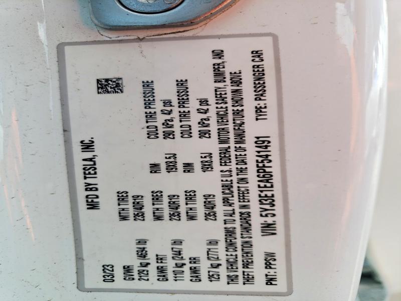 Продаж на аукціоні авто 2023 Tesla Model 3, vin: 5YJ3E1EA6PF541491, номер лоту: 56242726