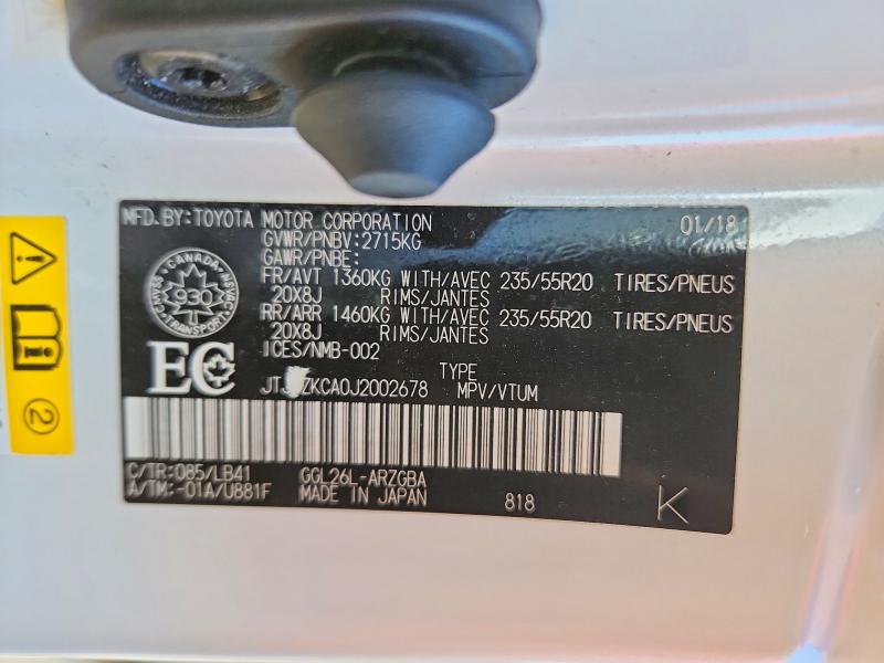 Aukcja sprzedaży 2018 Lexus Rx, vin: JTJDZKCA0J2002678, numer aukcji: 58383126