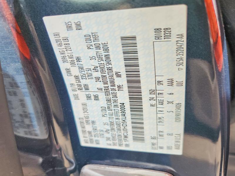 55837806 :رقم المزاد ، 1FMCU0HD5KUA90004 vin ، 2019 Ford Escape مزاد بيع