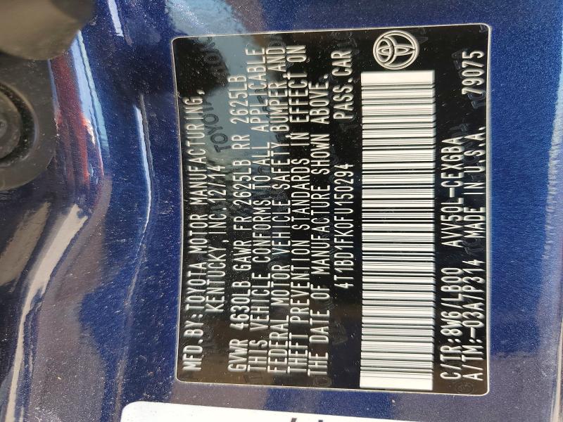 56296346 :رقم المزاد ، 4T1BD1FK0FU150294 vin ، 2015 Toyota Camry Hybrid مزاد بيع