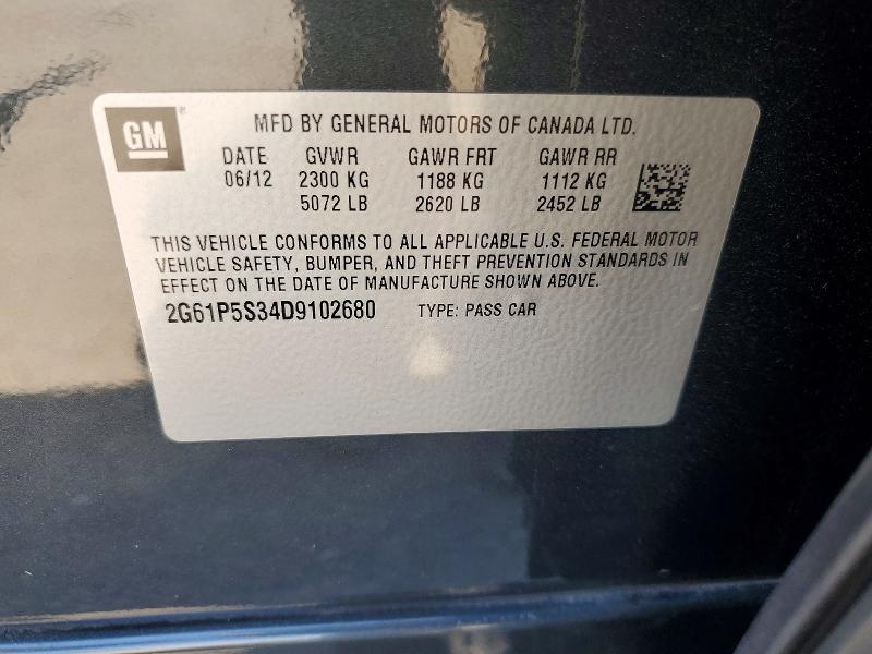 57918166 :رقم المزاد ، 2G61P5S34D9102680 vin ، 2013 Cadillac Xts مزاد بيع