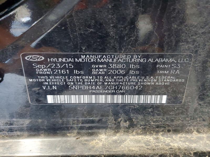 57764836 :رقم المزاد ، 5NPDH4AE7GH766042 vin ، 2016 Hyundai Elantra مزاد بيع