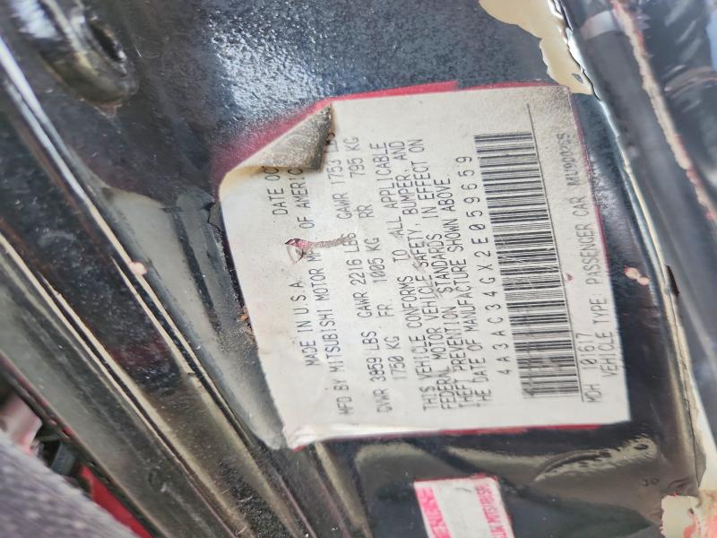 2002 Mitsubishi Eclipse მანქანა იყიდება აუქციონზე, vin: 4A3AC34GX2E059659, აუქციონის ნომერი: 57054876