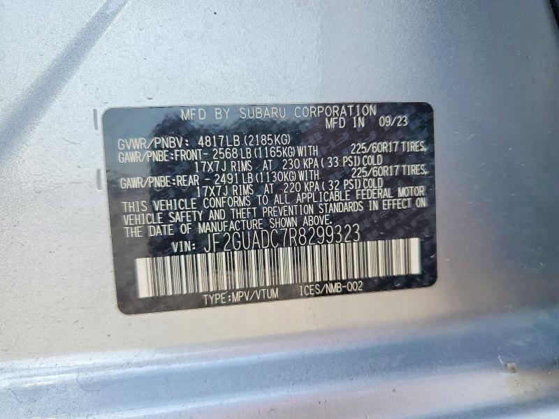 2024 Subaru Crosstrek მანქანა იყიდება აუქციონზე, vin: JF2GUADC7R8299323, აუქციონის ნომერი: 58846356