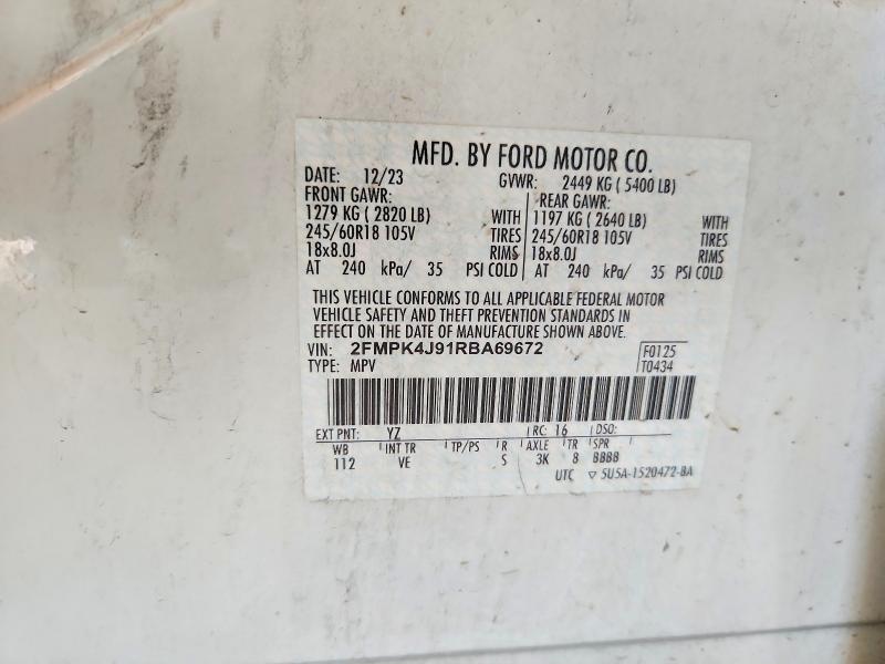 59376816 :رقم المزاد ، 2FMPK4J91RBA69672 vin ، 2024 Ford Edge مزاد بيع