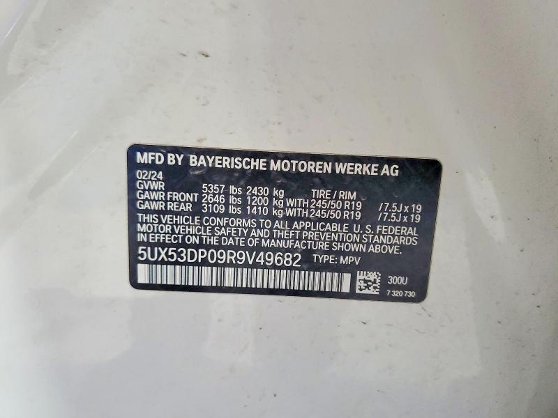 Aukcja sprzedaży 2024 Bmw X3, vin: 5UX53DP09R9V49682, numer aukcji: 57638886