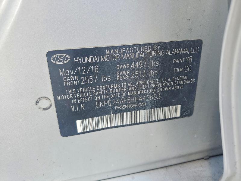 57596956 :رقم المزاد ، 5NPE24AF5HH442653 vin ، 2017 Hyundai Sonata مزاد بيع