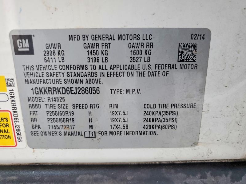 Продаж на аукціоні авто 2014 Gmc Acadia, vin: 1GKKRRKD6EJ286056, номер лоту: 58519466