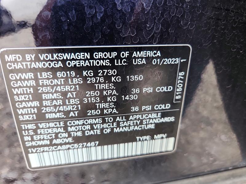 Продаж на аукціоні авто 2023 Volkswagen Atlas, vin: 1V2FR2CA8PC527467, номер лоту: 57253556