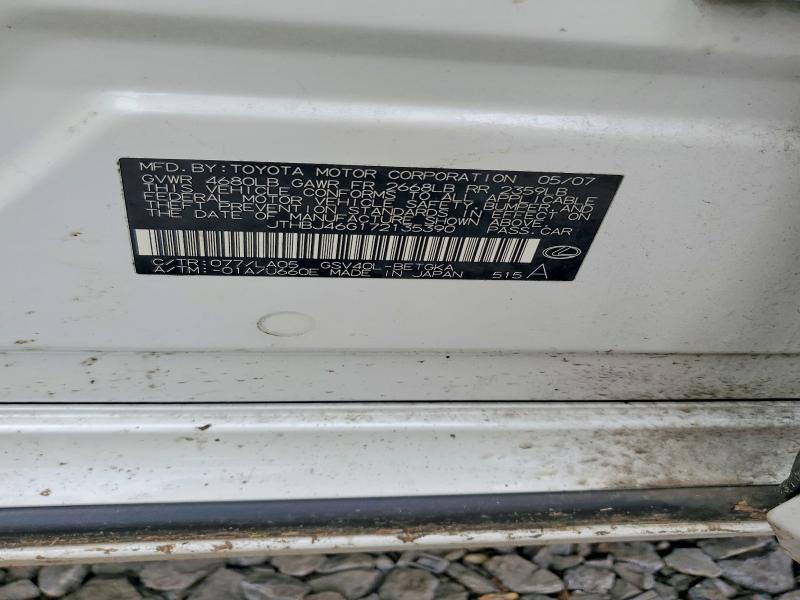 2007 Lexus Es მანქანა იყიდება აუქციონზე, vin: JTHBJ46G172135390, აუქციონის ნომერი: 58417296