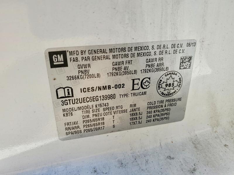 Aukcja sprzedaży 2014 Gmc Sierra, vin: 3GTU2UEC6EG139980, numer aukcji: 58557086