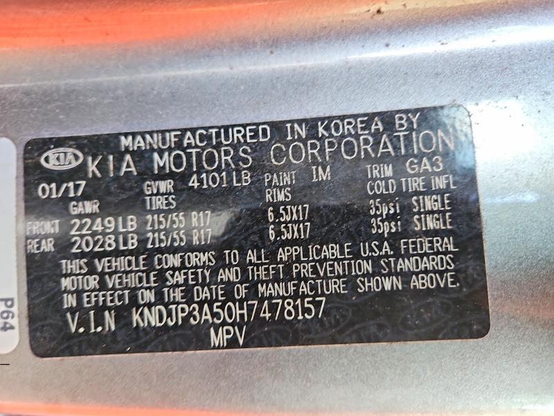 Продажа на аукционе авто 2017 Kia Soul, vin: KNDJP3A50H7478157, номер лота: 59122956