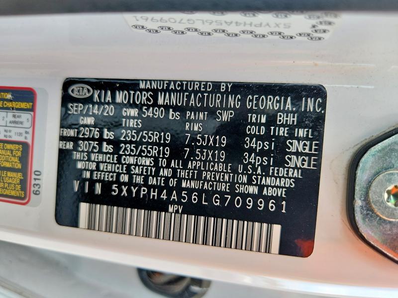 55591836 :رقم المزاد ، 5XYPH4A56LG709961 vin ، 2020 Kia Sorento مزاد بيع