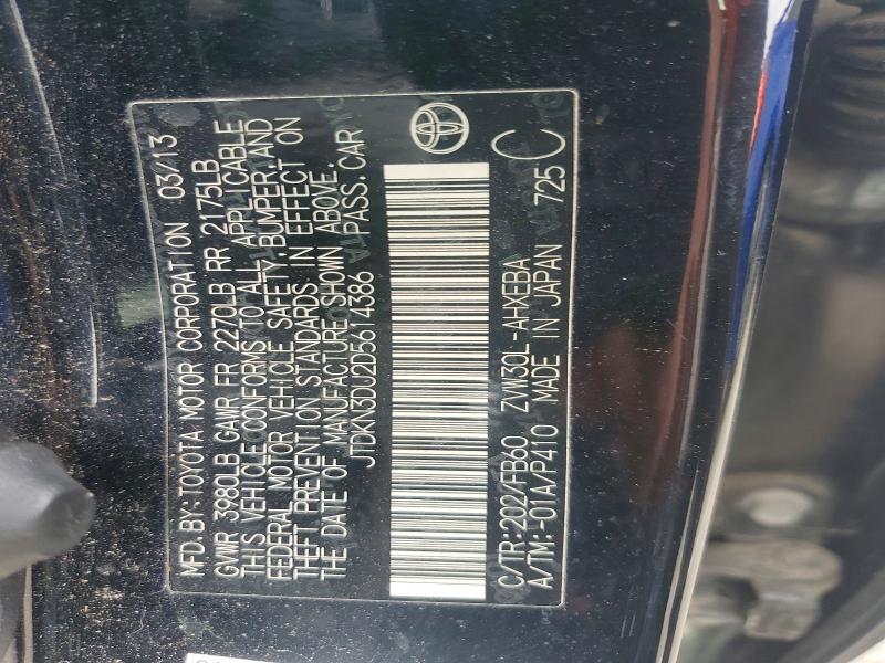 57872086 :رقم المزاد ، JTDKN3DU2D5614386 vin ، 2013 Toyota Prius مزاد بيع