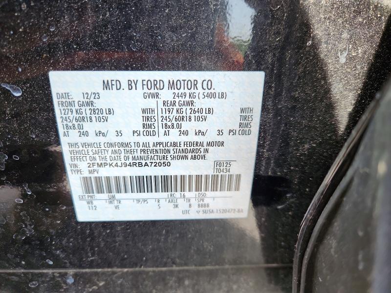 56848166 :رقم المزاد ، 2FMPK4J94RBA72050 vin ، 2024 Ford Edge مزاد بيع