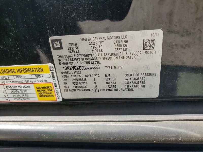 2016 Chevrolet Traverse მანქანა იყიდება აუქციონზე, vin: 1GNKVGKD0GJ206336, აუქციონის ნომერი: 58957466