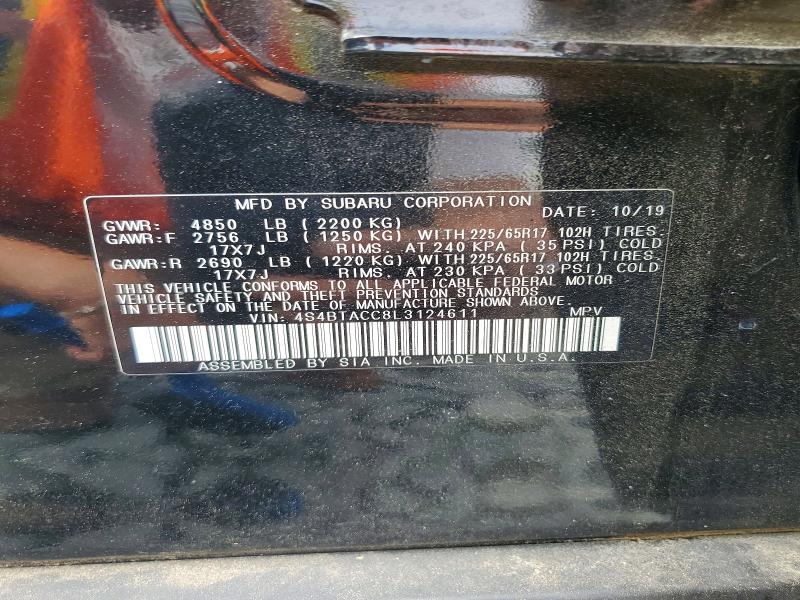 Aukcja sprzedaży 2020 Subaru Outback Pr, vin: 4S4BTACC8L3124611, numer aukcji: 57779626