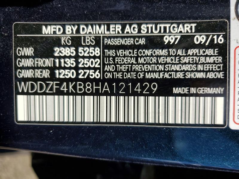 Продаж на аукціоні авто 2017 Mercedes-benz E, vin: WDDZF4KB8HA121429, номер лоту: 57189096