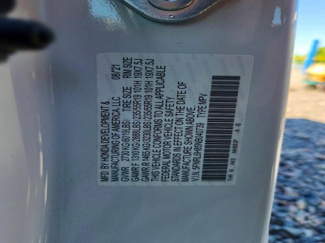 57658706 :رقم المزاد ، 5FNRL6H85NB040739 vin ، 2022 Honda Odyssey مزاد بيع