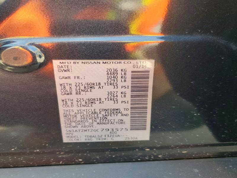 Продаж на аукціоні авто 2016 Nissan Rogue, vin: 5N1AT2MT2GC793575, номер лоту: 56352126