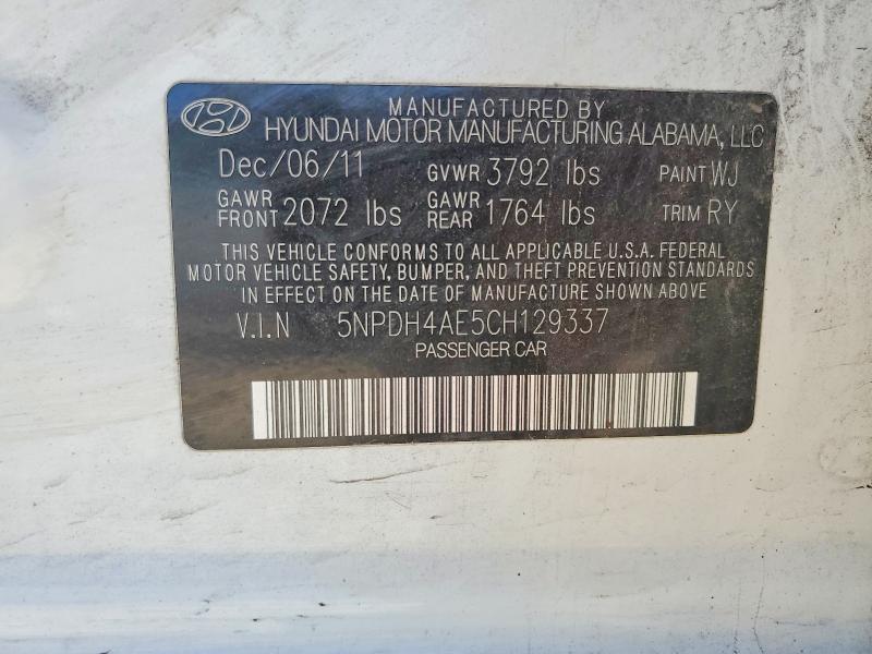Продажа на аукционе авто 2012 Hyundai Elantra, vin: 5NPDH4AE5CH129337, номер лота: 55452446
