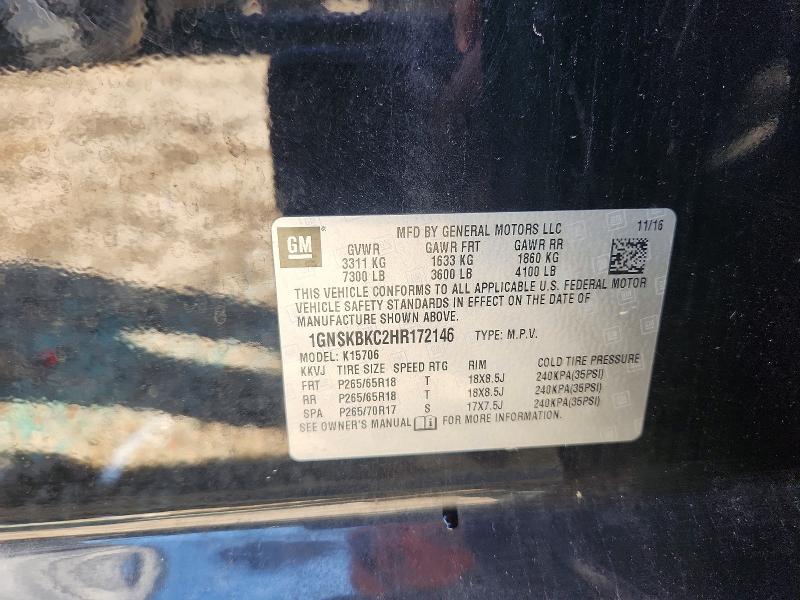 Продаж на аукціоні авто 2017 Chevrolet Tahoe, vin: 1GNSKBKC2HR172146, номер лоту: 58725206
