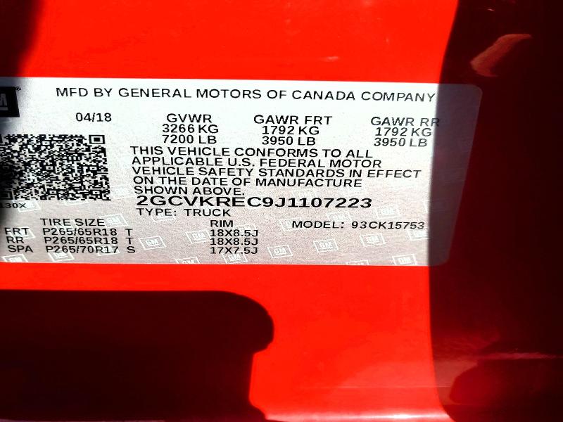 Продажа на аукционе авто 2018 Chevrolet Silverado, vin: 2GCVKREC9J1107223, номер лота: 55730266