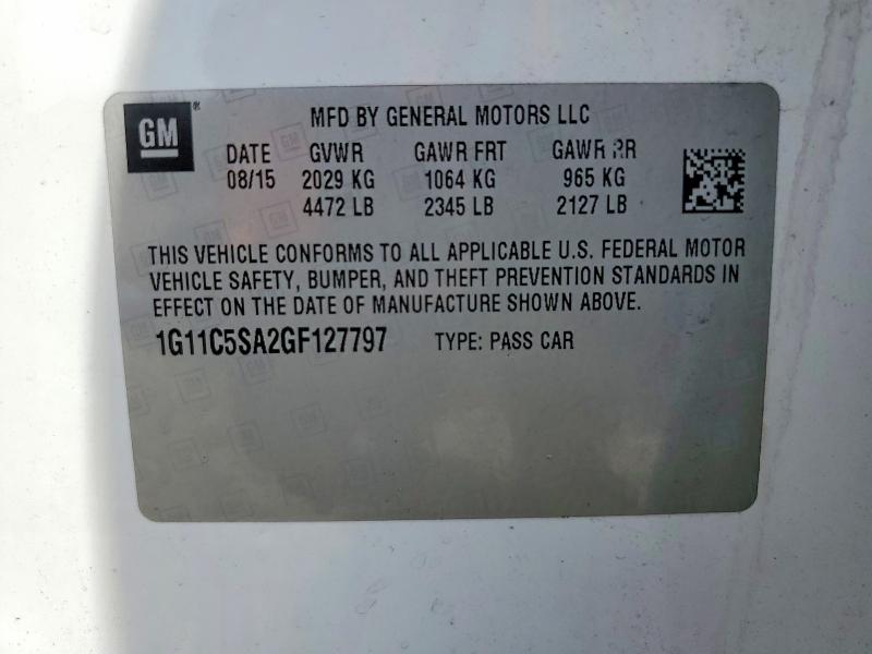 Aukcja sprzedaży 2016 Chevrolet Malibu Limited, vin: 1G11C5SA2GF127797, numer aukcji: 59228786