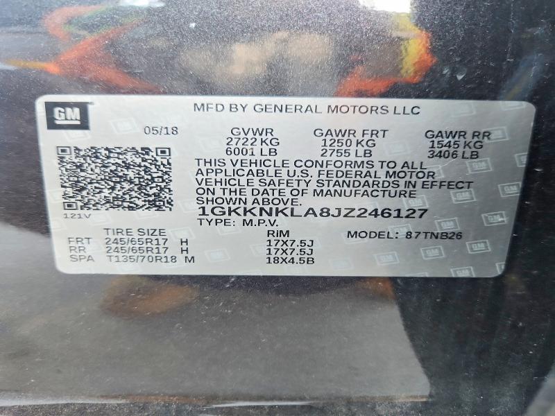 Aukcja sprzedaży 2018 Gmc Acadia, vin: 1GKKNKLA8JZ246127, numer aukcji: 55553106