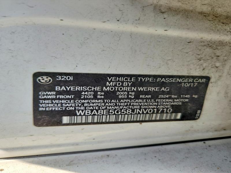 58709036 :رقم المزاد ، WBA8E5G58JNV01710 vin ، 2018 Bmw 320 مزاد بيع