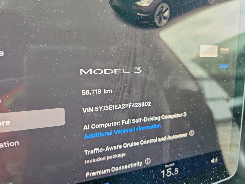 Продажа на аукционе авто 2023 Tesla Model 3, vin: 5YJ3E1EA2PF428802, номер лота: 58963106