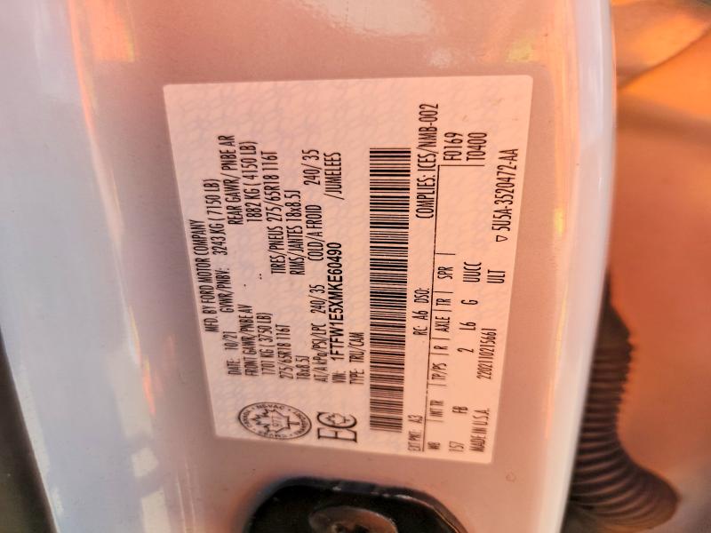 Продажа на аукционе авто 2021 Ford F150, vin: 1FTFW1E5XMKE60490, номер лота: 56250616