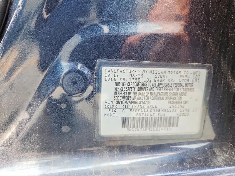 Продажа на аукционе авто 2016 Nissan Versa, vin: 3N1CN7AP9GL814733, номер лота: 57695066