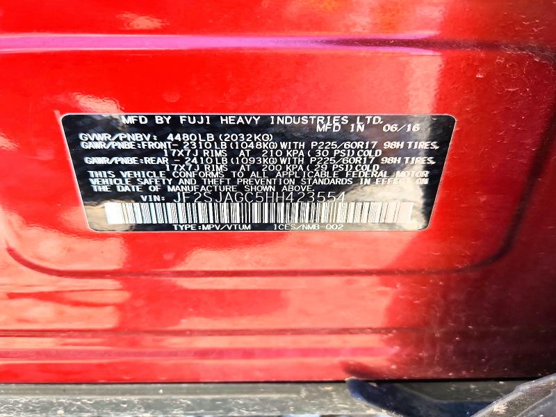 55653276 :رقم المزاد ، JF2SJAGC5HH423554 vin ، 2017 Subaru Forester مزاد بيع
