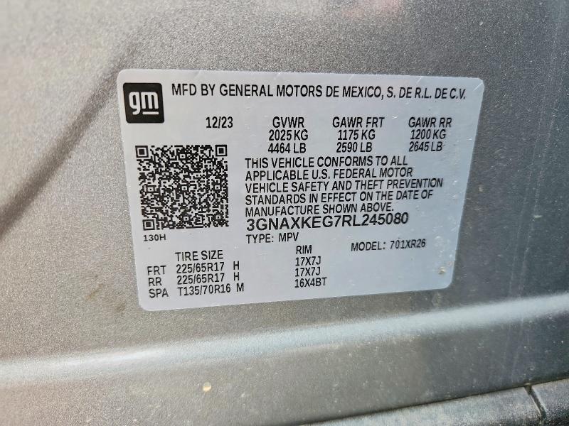 Продаж на аукціоні авто 2024 Chevrolet Equinox, vin: 3GNAXKEG7RL245080, номер лоту: 59902536
