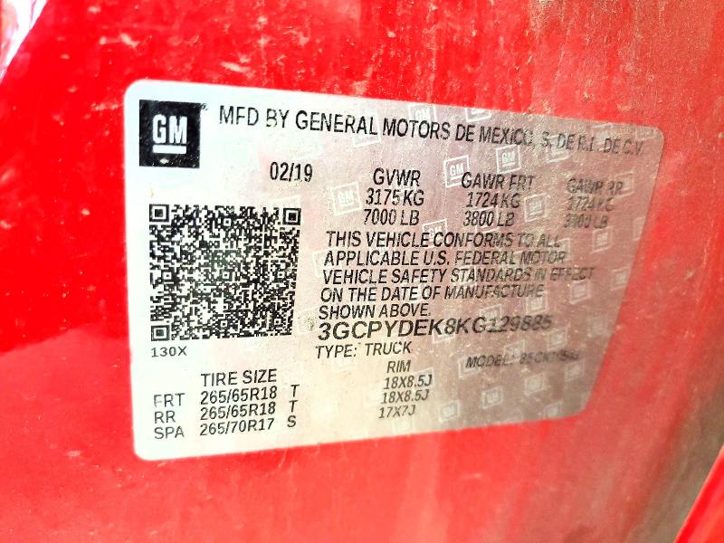 2019 Chevrolet Silverado მანქანა იყიდება აუქციონზე, vin: 3GCPYDEK8KG129885, აუქციონის ნომერი: 73341955