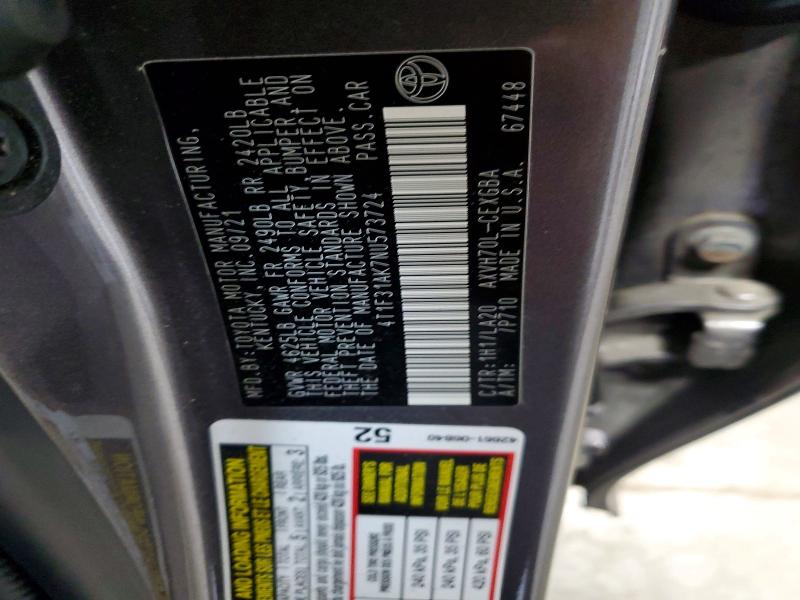 Auction sale of the 2022 Toyota Camry, vin: 4T1F31AK7NU573724, lot number: 57606176