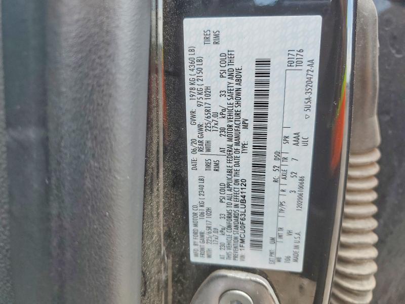 Продаж на аукціоні авто 2020 Ford Escape, vin: 1FMCU0F63LUB41120, номер лоту: 57654456