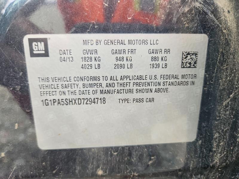 58013166 :رقم المزاد ، 1G1PA5SHXD7294718 vin ، 2013 Chevrolet Cruze مزاد بيع