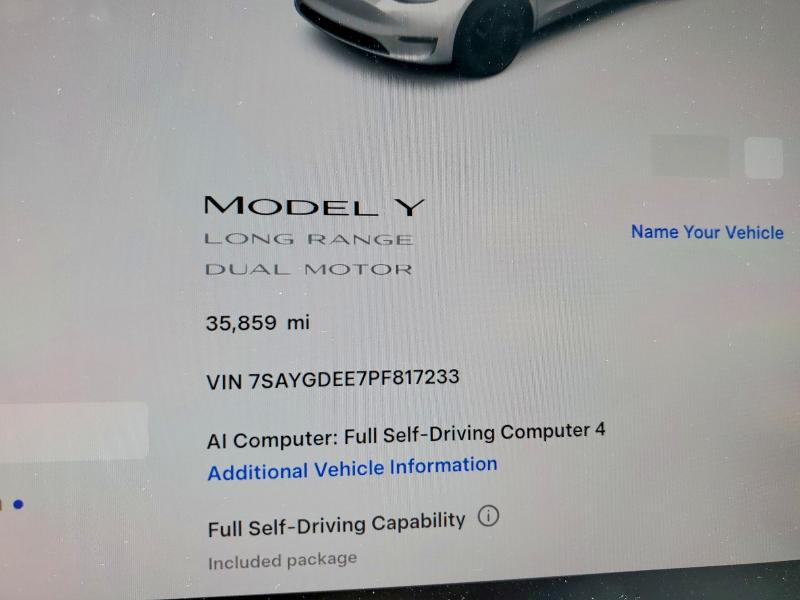Продажа на аукционе авто 2023 Tesla Model Y, vin: 7SAYGDEE7PF817233, номер лота: 55605936
