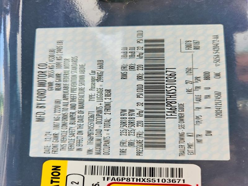 Продажа на аукционе авто 2025 Ford Mustang, vin: 1FA6P8THXS5103671, номер лота: 57324526