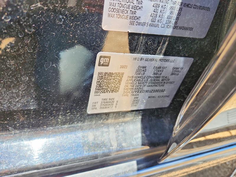 Продаж на аукціоні авто 2022 Chevrolet Silverado Ltd, vin: 1GCUYEEDXNZ100192, номер лоту: 57175446