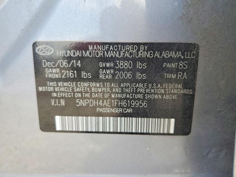 58794106 :رقم المزاد ، 5NPDH4AE1FH619956 vin ، 2015 Hyundai Elantra مزاد بيع