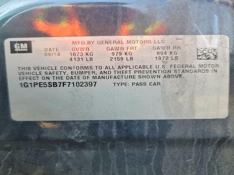 Продажа на аукционе авто 2015 Chevrolet Cruze, vin: 1G1PE5SB7F7102397, номер лота: 57942306