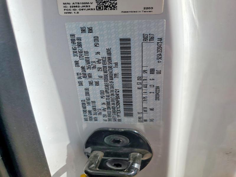 2022 Ford F150 მანქანა იყიდება აუქციონზე, vin: 1FTEX1C50NFB04121, აუქციონის ნომერი: 54548396