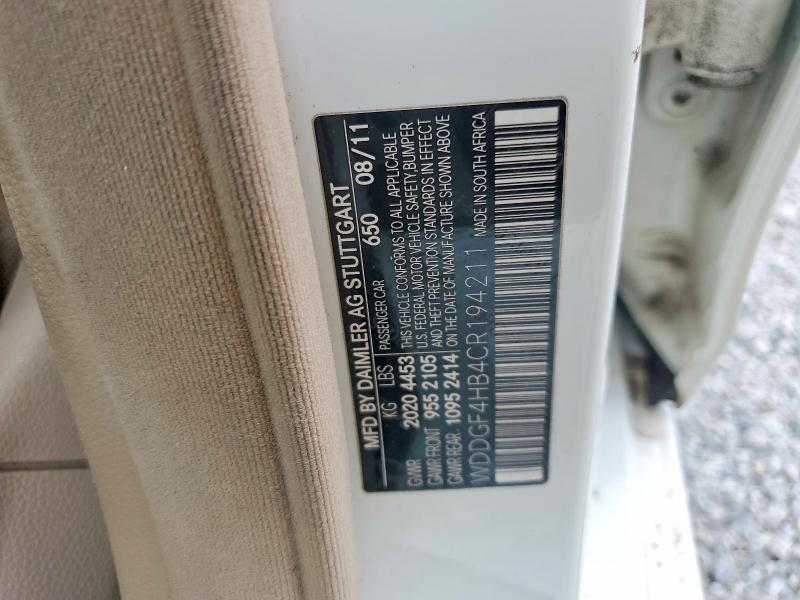 56783726 :رقم المزاد ، WDDGF4HB4CR194211 vin ، 2012 Mercedes-benz C مزاد بيع