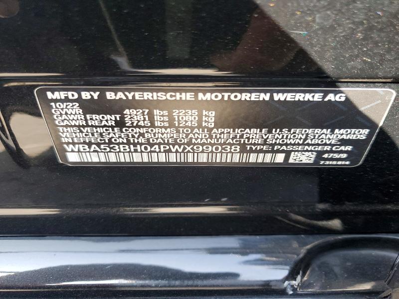 57920246 :رقم المزاد ، WBA53BH04PWX99038 vin ، 2023 Bmw 530 مزاد بيع