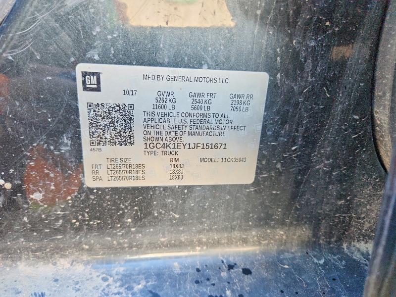 Продаж на аукціоні авто 2018 Chevrolet Silverado, vin: 1GC4K1EY1JF151671, номер лоту: 56534336